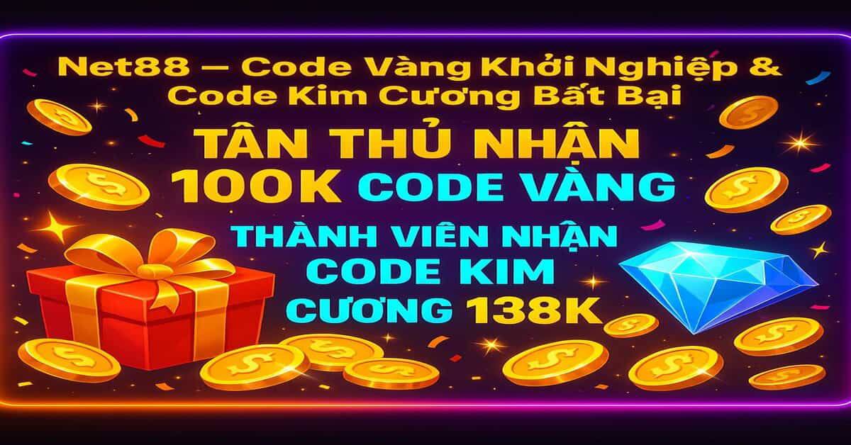 Code Vàng 100K Net88 Và Code Kim Cương 138K Net88 , nhận miễn phí