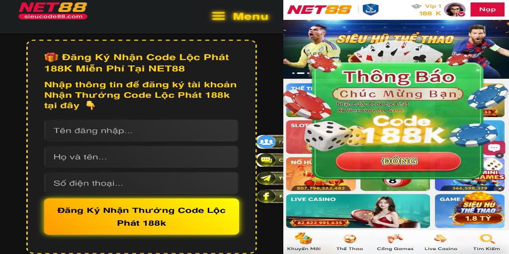 Code Lộc Phát 188K tại Net88 - Nhận thưởng hấp dẫn cho người chơi mới